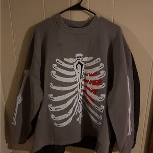 Gray Skeleton Graphic Sweatshirt